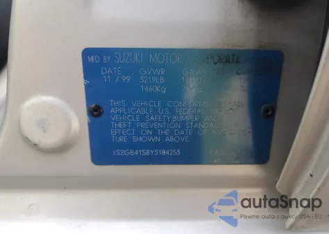 2000 Suzuki Esteem Gl из США, поврежденный, VIN JS2GB41S8Y5184253